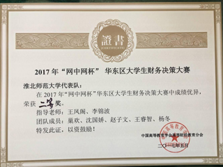 新葡京官网学生在2017年“网中网杯”大学生财务决策大赛华东区决赛中荣获佳绩
