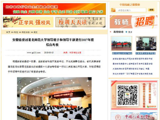 【中国高校之窗】安徽省委对3003新葡官方网站领导班子和领导干部进行2017年度综合考核