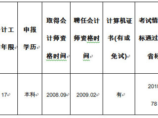 高级会计师申报人员情况公示