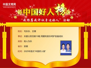 新葡京官网2005届校友毛乐乐、王珊荣登“中国好人榜”